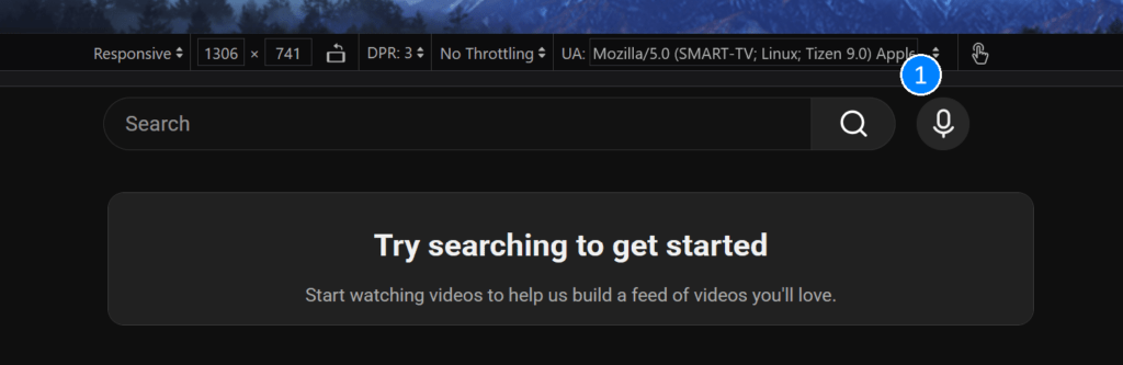 Screenshot showing the user agent being changed in Firefox via responsive design mode