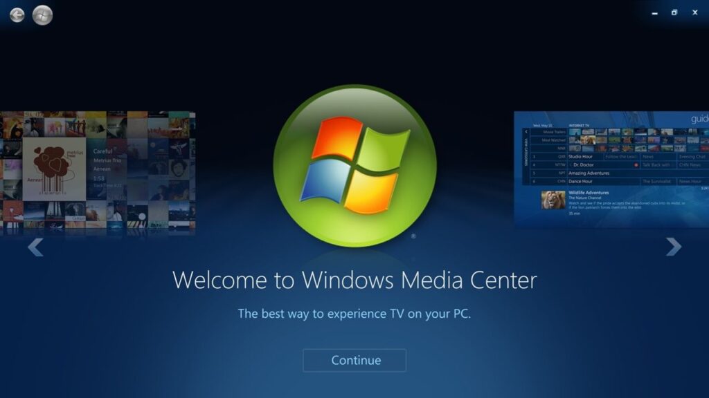 Screenshot of Windows Media center setup running on Windows 7